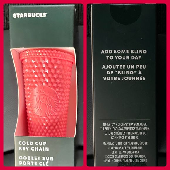Starbucks Set of 3 Summer 2022 Venti, Grande & Keychain In DragonFruit Bling - Picture 6 of 6
